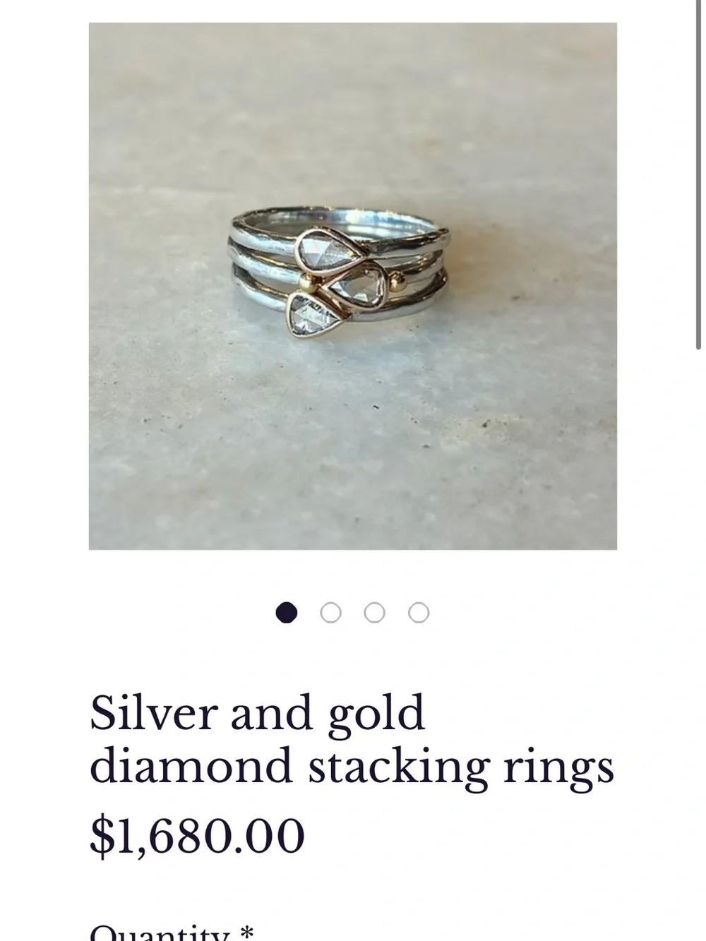Kate Maller - Rose Cut Diamond Staking Ring | Sterling Silver and 14K | 4.5
